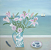 'Pink Lilies and Cornish Lugger' by Gemma Pearce